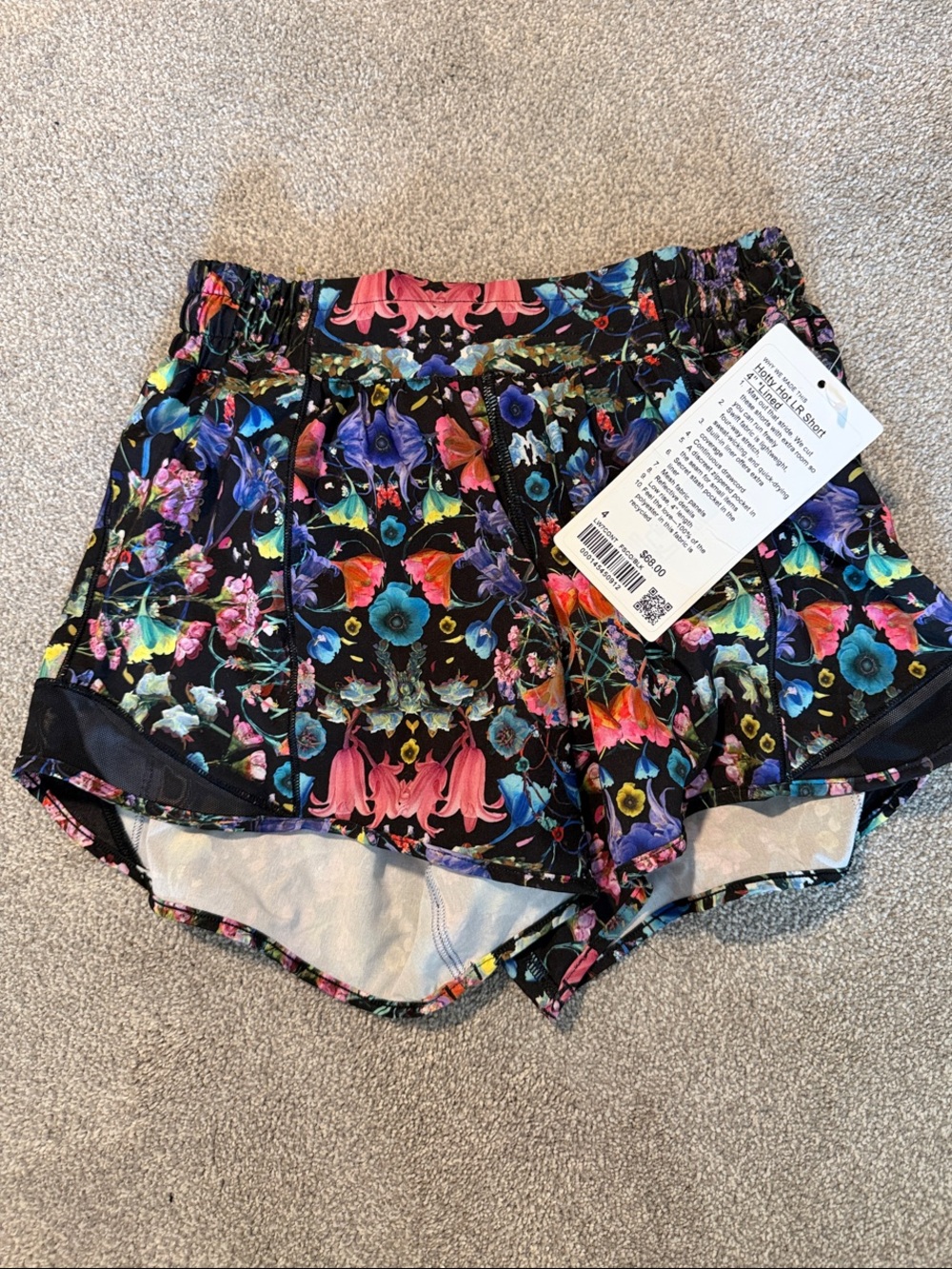 lululemon athletica Women’s Black Floral Athletic Shorts